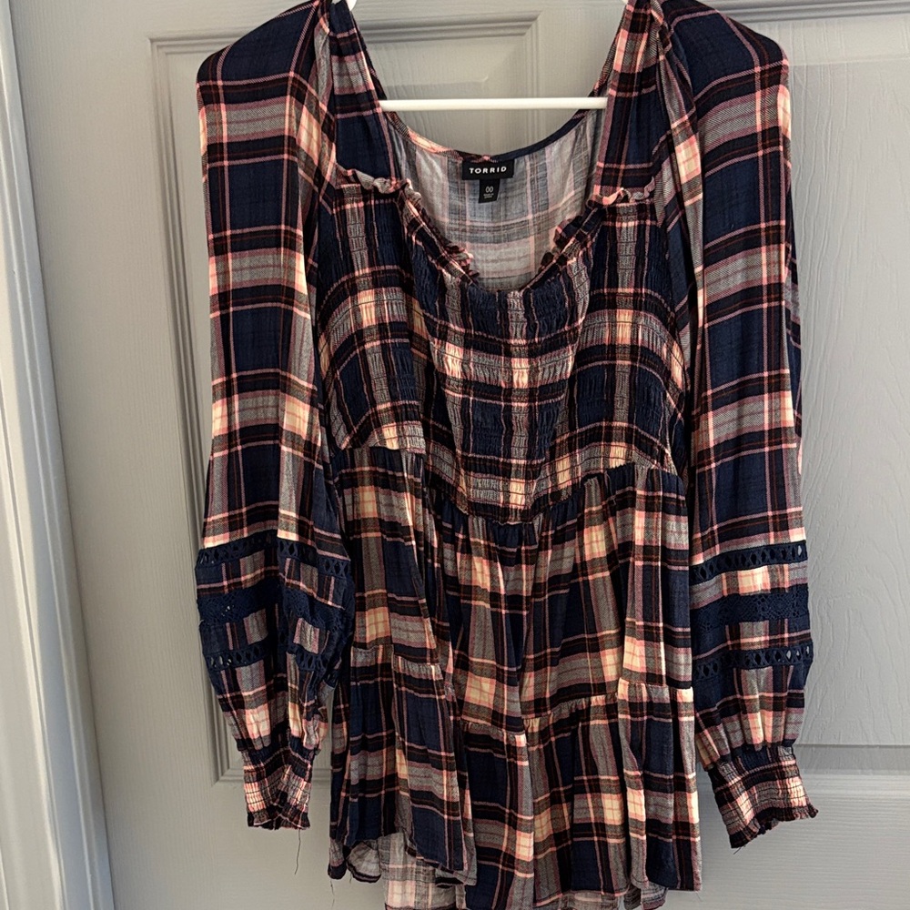 Torrid Multicolor Plaid Blouse